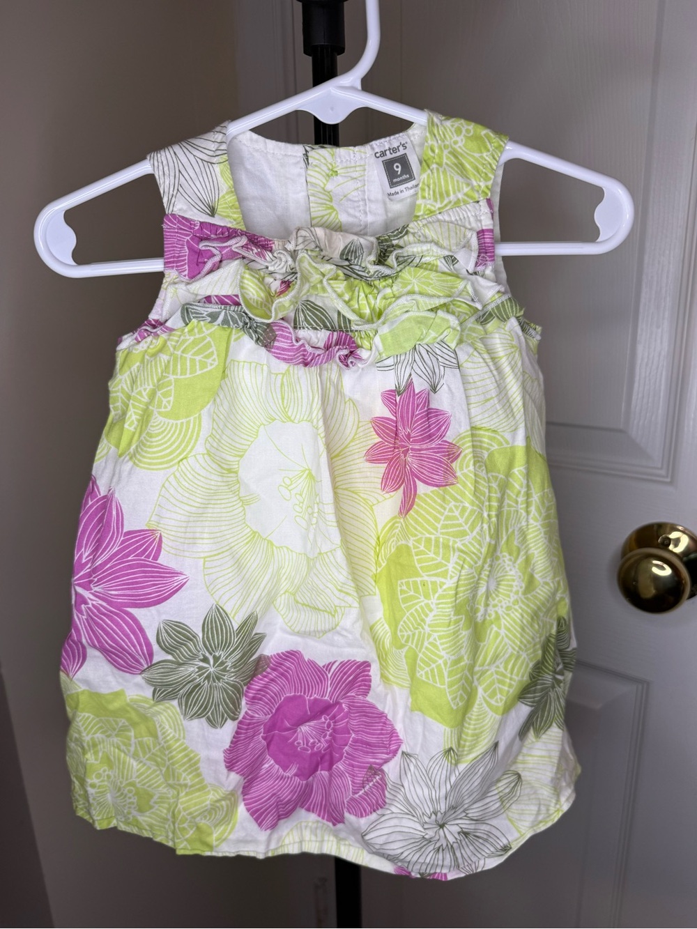 Carter's Floral Ruffle Sundress in White, Pink & Lime